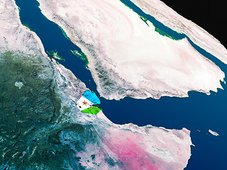 Image showing Flag of Djibouti from space