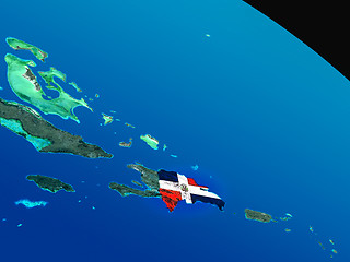 Image showing Flag of Dominican Republic from space