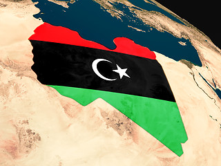 Image showing Flag of Libya from space