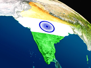 Image showing Flag of India from space