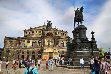 Image showing DRESDEN, GERMANY – AUGUST 13, 2016: Tourists walk and visit on