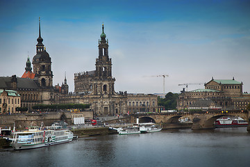 Image showing DRESDEN, GERMANY – AUGUST 13, 2016: Tourists walk and majestic