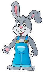 Image showing Happy bunny in overalls