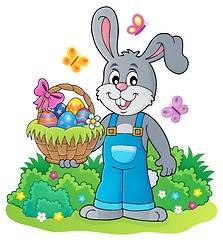 Image showing Bunny holding Easter basket theme 4