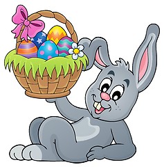 Image showing Bunny holding Easter basket theme 5