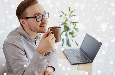 Image showing creative man or businessman drinking coffee