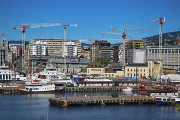 Image showing OSLO, NORWAY – AUGUST 17, 2016: View of panorama on Oslo Harbo