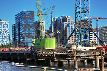 Image showing OSLO, NORWAY – AUGUST 17, 2016: A construction site of Bjorvik