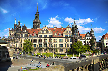 Image showing DRESDEN, GERMANY – AUGUST 13, 2016: Tourists walk on Sophienst