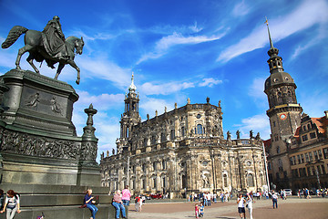 Image showing DRESDEN, GERMANY – AUGUST 13, 2016: Tourists walk on Theaterpl