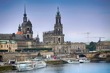 Image showing DRESDEN, GERMANY – AUGUST 13, 2016: Tourists walk and majestic