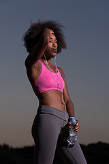 Image showing african american woman jogging in nature