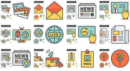 Image showing Journalism line icon set.