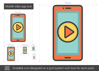 Image showing Mobile video app line icon.