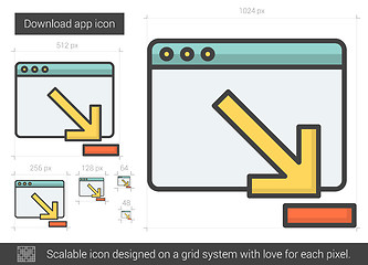 Image showing Download app line icon.