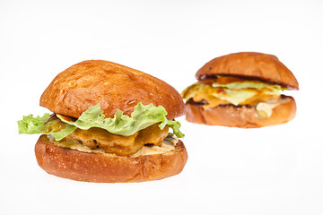 Image showing Two Hamburgers On Isolated Background