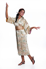 Image showing Young Beautiful Woman In Japanese National Clothing