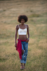 Image showing young black woman in nature