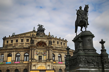 Image showing DRESDEN, GERMANY – AUGUST 13, 2016: Statue of King Johann and 