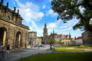 Image showing DRESDEN, GERMANY – AUGUST 13, 2016: Tourists walk on Theaterpl