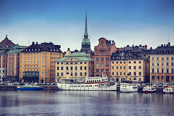 Image showing STOCKHOLM, SWEDEN - AUGUST 20, 2016: View of Gamla Stan from bri