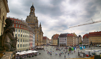 Image showing DRESDEN, GERMANY – AUGUST 13, 2016: People walk on Neumarkt Sq