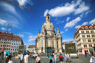 Image showing DRESDEN, GERMANY – AUGUST 13, 2016: People walk on Neumarkt Sq