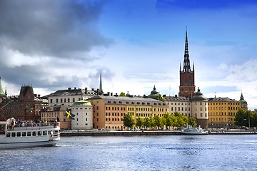 Image showing STOCKHOLM, SWEDEN - AUGUST 19, 2016: Tourists boat and View of G