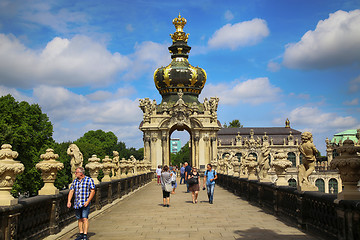 Image showing DRESDEN, GERMANY – AUGUST 13, 2016: Tourists walk and visit Dr