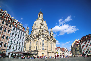 Image showing DRESDEN, GERMANY – AUGUST 13, 2016: People walk on Neumarkt Sq