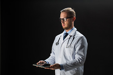 Image showing doctor with tablet pc and stethoscope