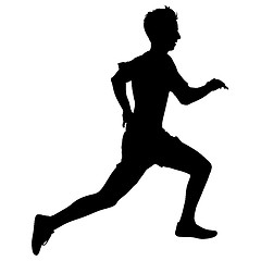 Image showing Silhouettes. Runners on sprint, men. illustration