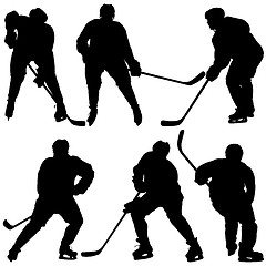 Image showing Set of silhouettes hockey player. Isolated on white. illustrations