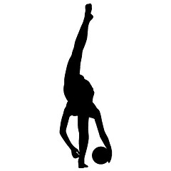 Image showing Silhouette girl gymnast with the ball. illustration