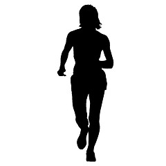 Image showing Silhouettes. Runners on sprint, women. illustration