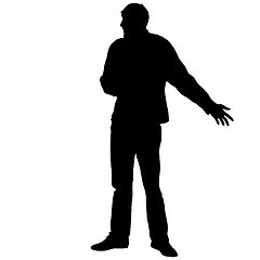 Image showing Black silhouettes man on white background. illustration