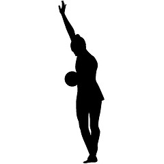 Image showing Silhouette girl gymnast with the ball. illustration