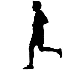 Image showing Silhouettes. Runners on sprint, men. illustration