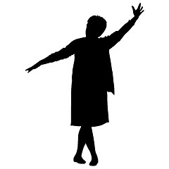 Image showing Black silhouette woman with her hands raised. illustration