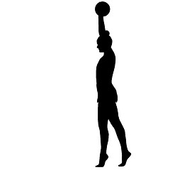 Image showing Silhouette girl gymnast with the ball. illustration