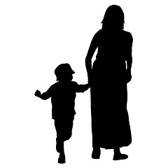 Image showing Black silhouettes Family on white background. illustration