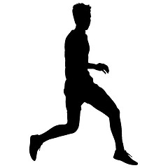 Image showing Silhouettes. Runners on sprint, men. illustration