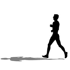 Image showing Silhouettes. Runners on sprint, men. illustration