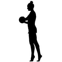 Image showing Silhouette girl gymnast with the ball. illustration