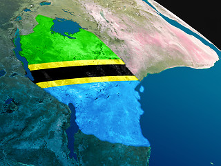 Image showing Flag of Tanzania from space
