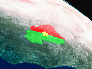 Image showing Flag of Burkina Faso from space