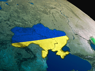 Image showing Flag of Ukraine from space