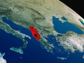 Image showing Flag of Albania from space