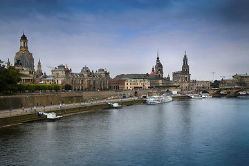 Image showing DRESDEN, GERMANY – AUGUST 13, 2016: Tourists walk and majestic