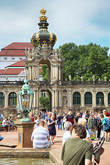 Image showing DRESDEN, GERMANY – AUGUST 13, 2016: Tourists walk and visit Dr